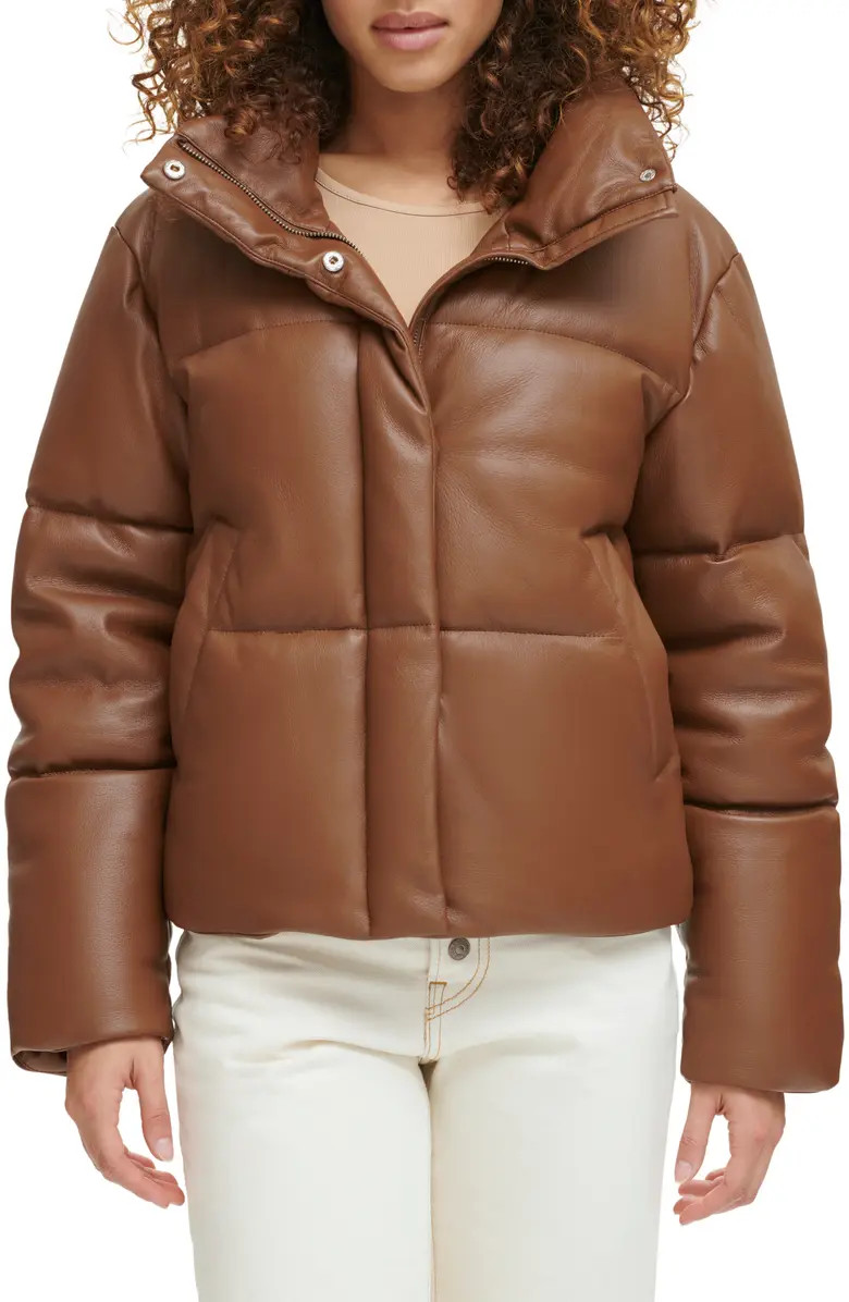 Levi's® Water Resistant Faux Leather Puffer Jacket | Nordstrom | Nordstrom