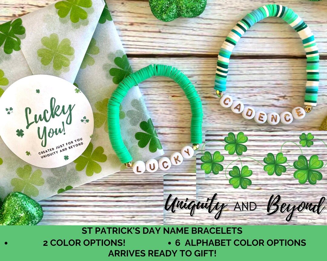 St Patrick's Day Name Bracelet Heishi Bracelet Name - Etsy | Etsy (US)