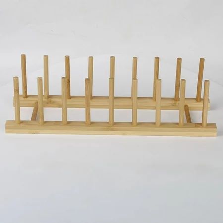 8 Slots Bamboo Wooden Dish Rack Storage Organization Plate Rack Stand Pot Lid Holder Kitchen Cabinet | Walmart (US)