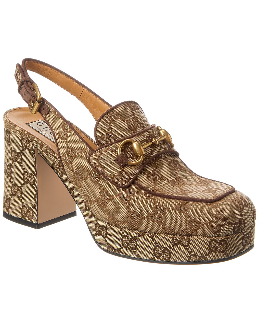 Horsebit GG Canvas & Leather Platform Slingback Mule | Gilt & Gilt City