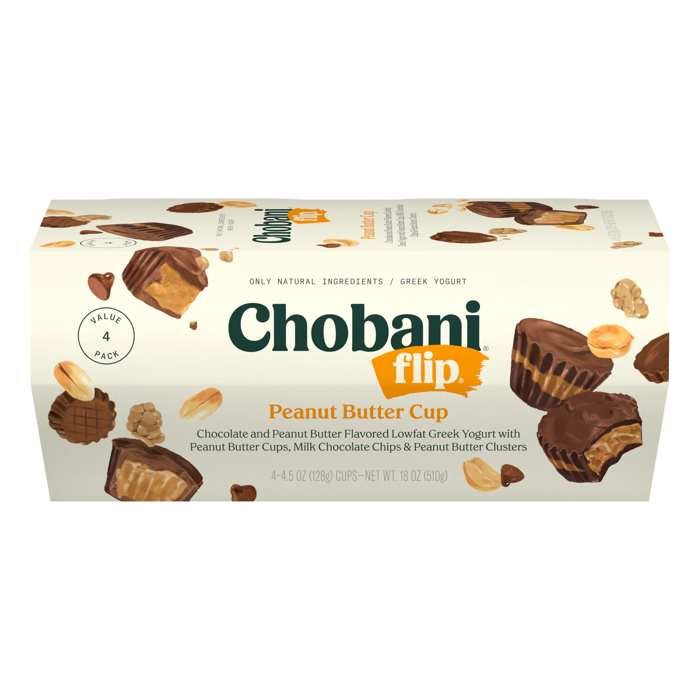 Chobani Flip Low-Fat Greek Yogurt Peanut Butter Cup 4.5 oz 4 Pack | Walmart (US)