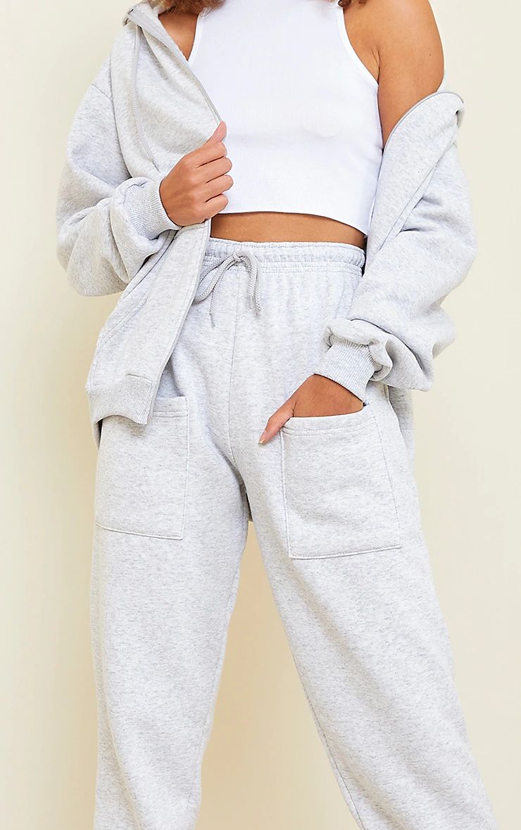 Ash Grey Thigh Pocket Casual Cuffed Sweatpants | PrettyLittleThing US