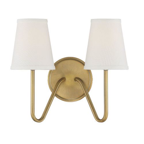 Lyndale Natural Brass Two-Light Wall Sconce | Bellacor