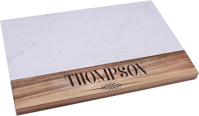 Custom Personalized Marble and Acacia Meat, Cheese, Charcuterie Serving Board Platter (Rectangle ... | Amazon (US)