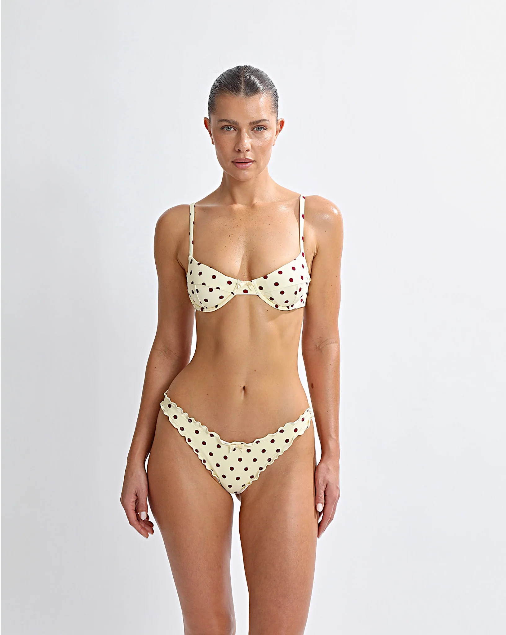 Karlo Balconette Bikini Top Yellow Polka | One Mile