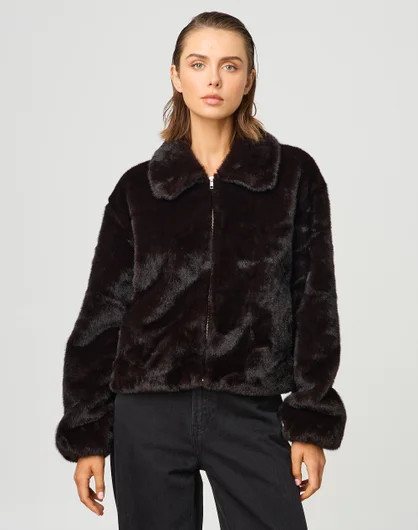Cropped Faux Fur Jacket | Glassons (Australia)