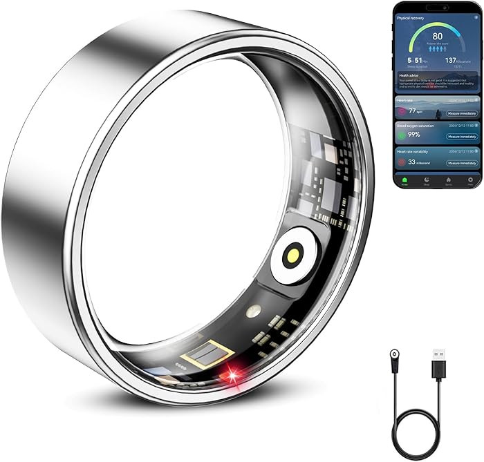Mirlray Smart Ring for Women & Men, Smart Ring Health Tracker, Blood Oxygen & Heart Rate Monitor,... | Amazon (US)