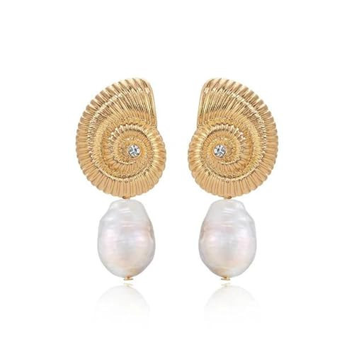 Ettika Dangle Earrings For Women. Nautilus Shell Freshwater Pearl Earrings, 18K Gold Plated Earrings. Womens Jewelry | Amazon (US)