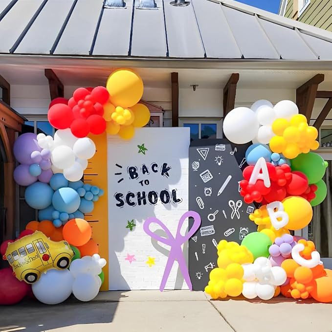 Back to School Balloon Arch Kit, 158Pcs Rainbow Balloon Garland with School Bus Round Foil Balloo... | Amazon (US)