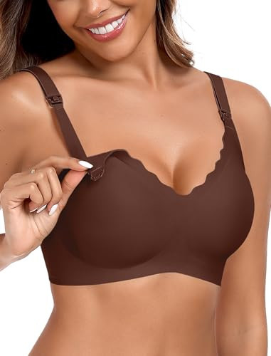 OEAK Nursing Bra - Soft Supportive Maternity Bras for Breastfeeding & Pregnancy, Comfortable Wireless, Hands Free Pumping, Coffee, 4XL | Amazon (US)