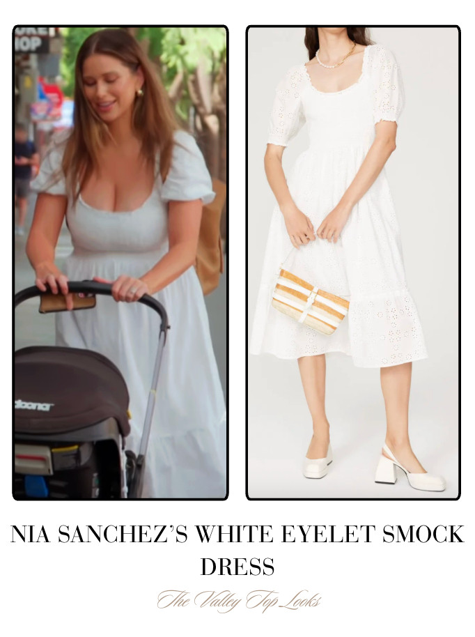 Nia Sanchez's White Eyelet Smock Dress 

 