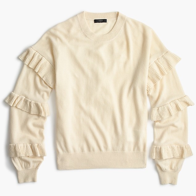 Sweater with ruffle sleeves | J.Crew US