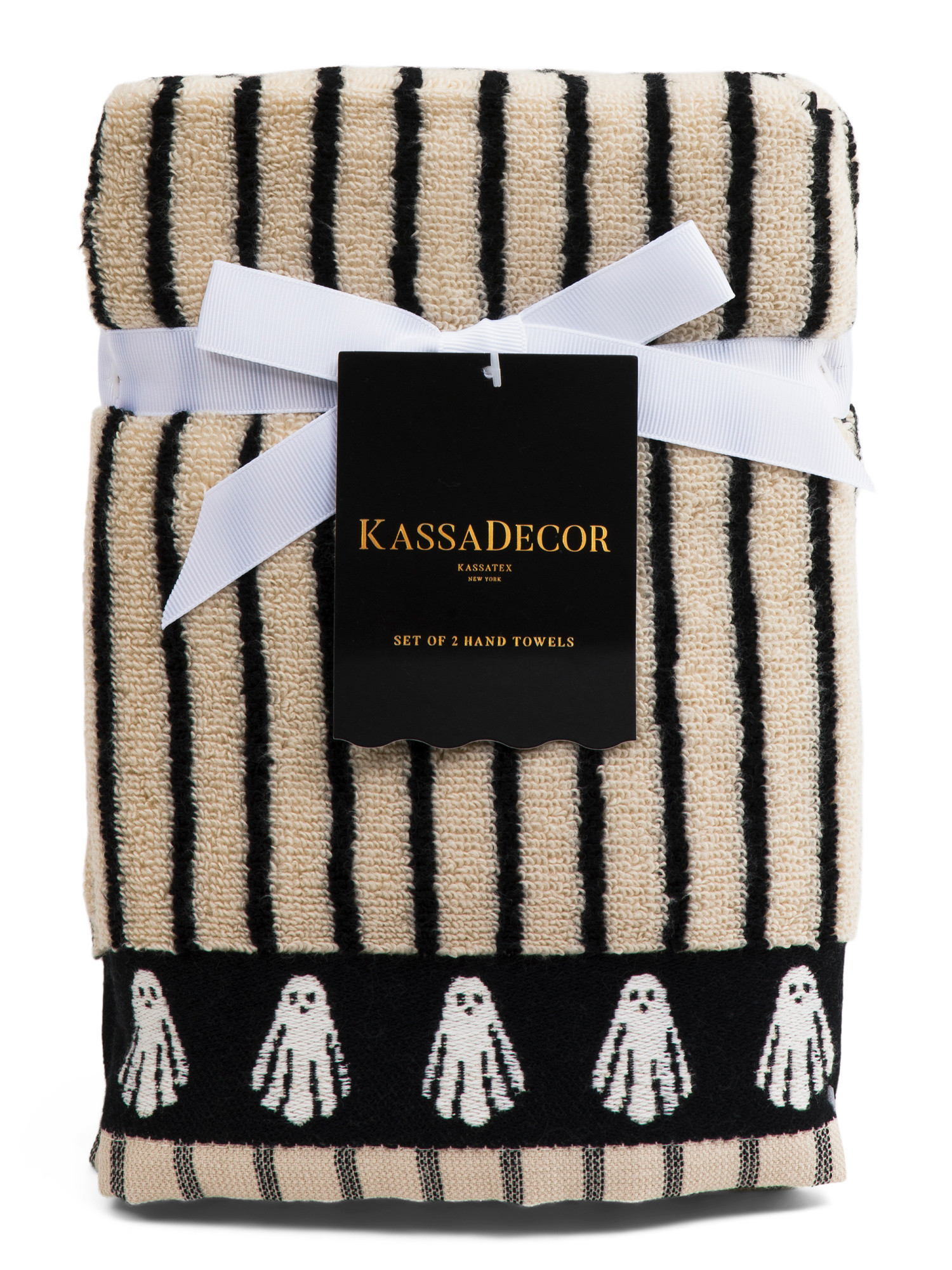 Set Of 2 Ghost Border Striped Hand Towels | TJ Maxx