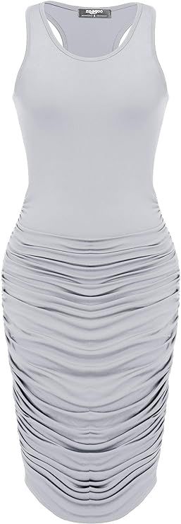 Zeagoo Ruched Bodycon Dress for Women, Midi Stretchy Sleeveless Tank Dress S-XXL | Amazon (US)