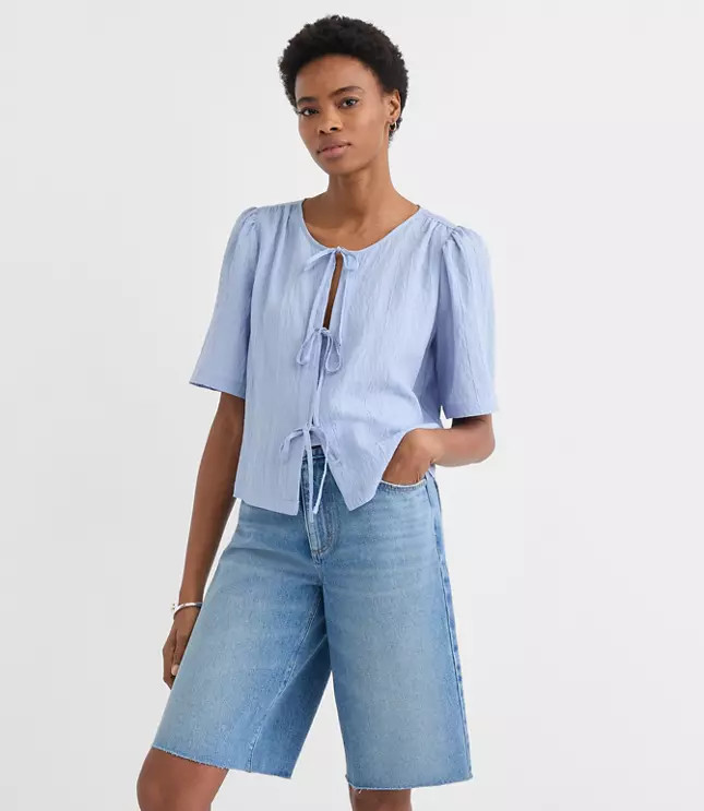 Striped Bow Blouse | LOFT