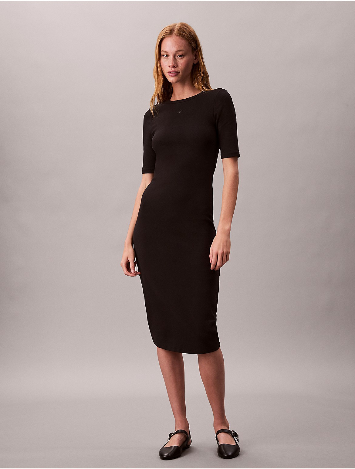 Calvin Klein Women's Cotton Contour Midi Dress - Black - L | Calvin Klein (US)