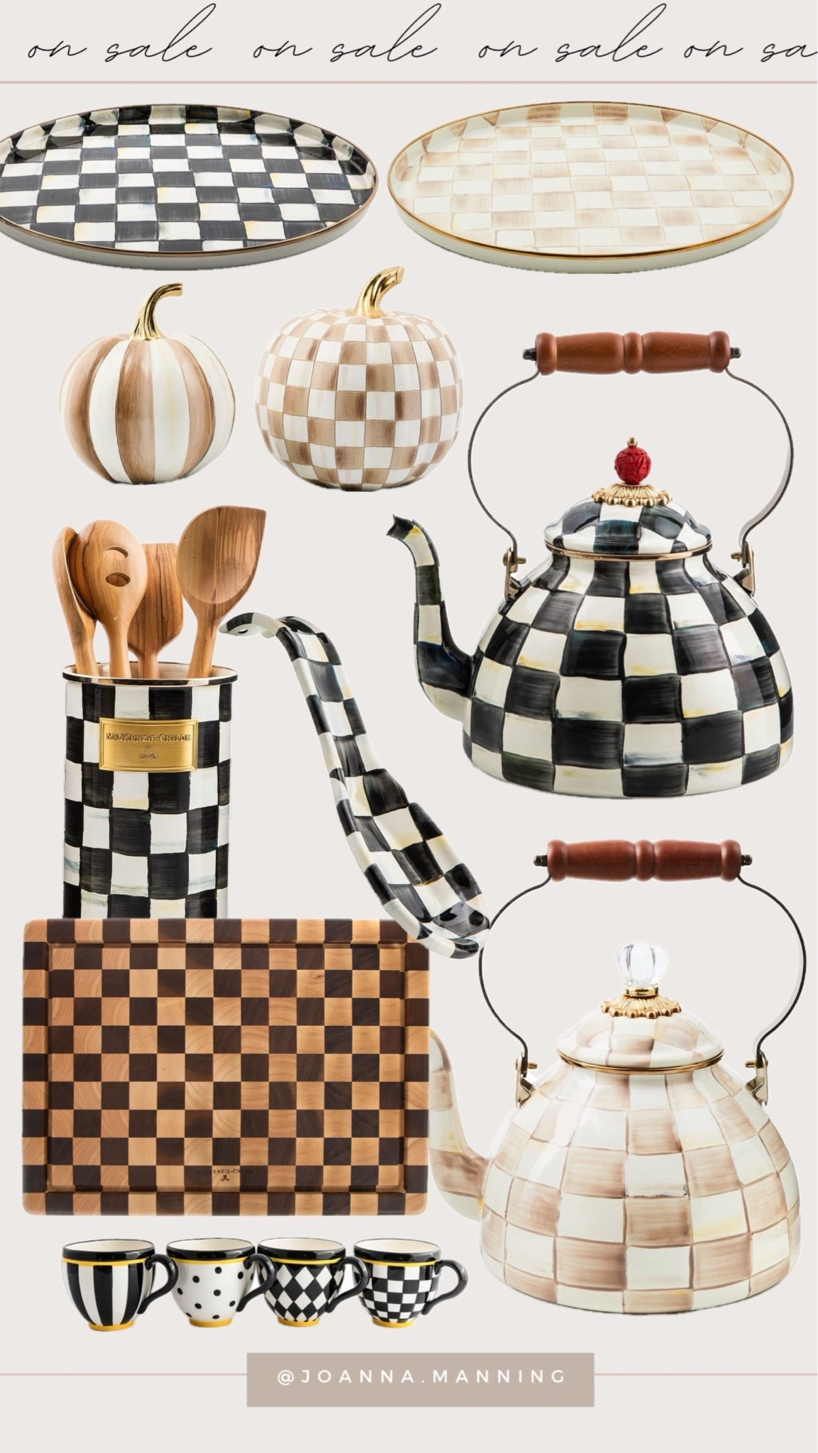 Mackenzie Childs on sale - checkered tea pot, checkered pumpkins, checkered board

#LTKHome #LTKSaleAlert