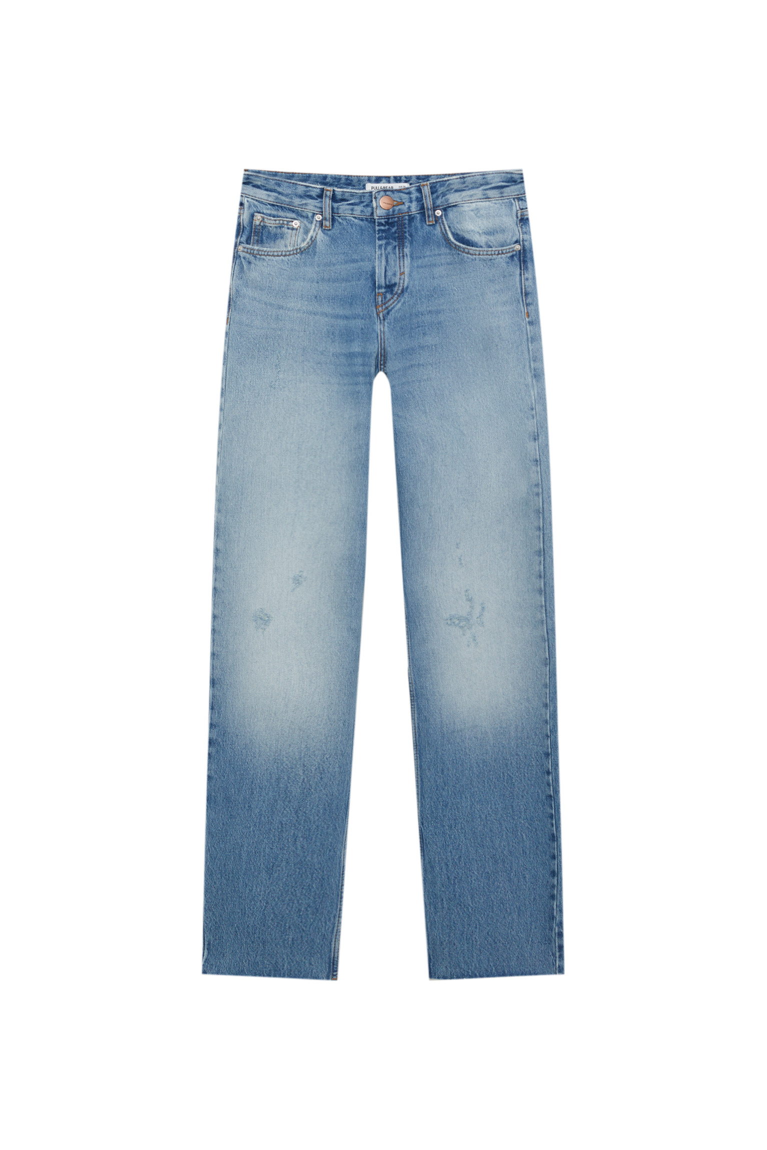 Jean droit taille mi-haute délavé | PULL and BEAR FR