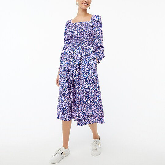 Floral smocked midi dress | J.Crew Factory