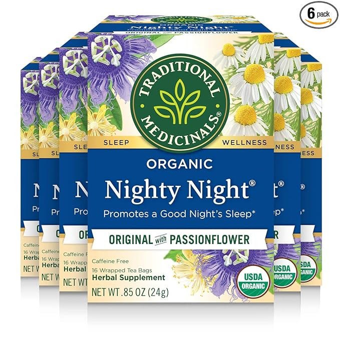 Traditional Medicinals Organic Nighty Night Tea Relaxation Tea, 16 Tea Bags (Pack of 6) | Amazon (US)