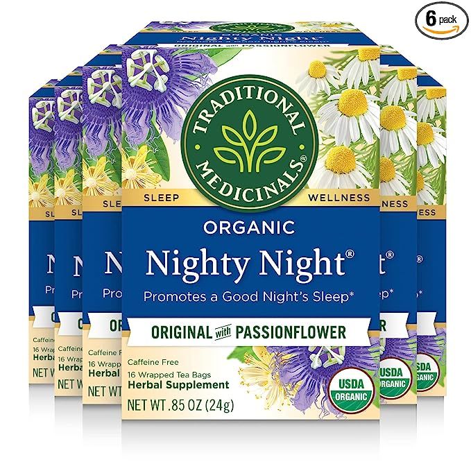 Traditional Medicinals Organic Nighty Night Tea Relaxation Tea, 16 Tea Bags (Pack of 6) | Amazon (US)