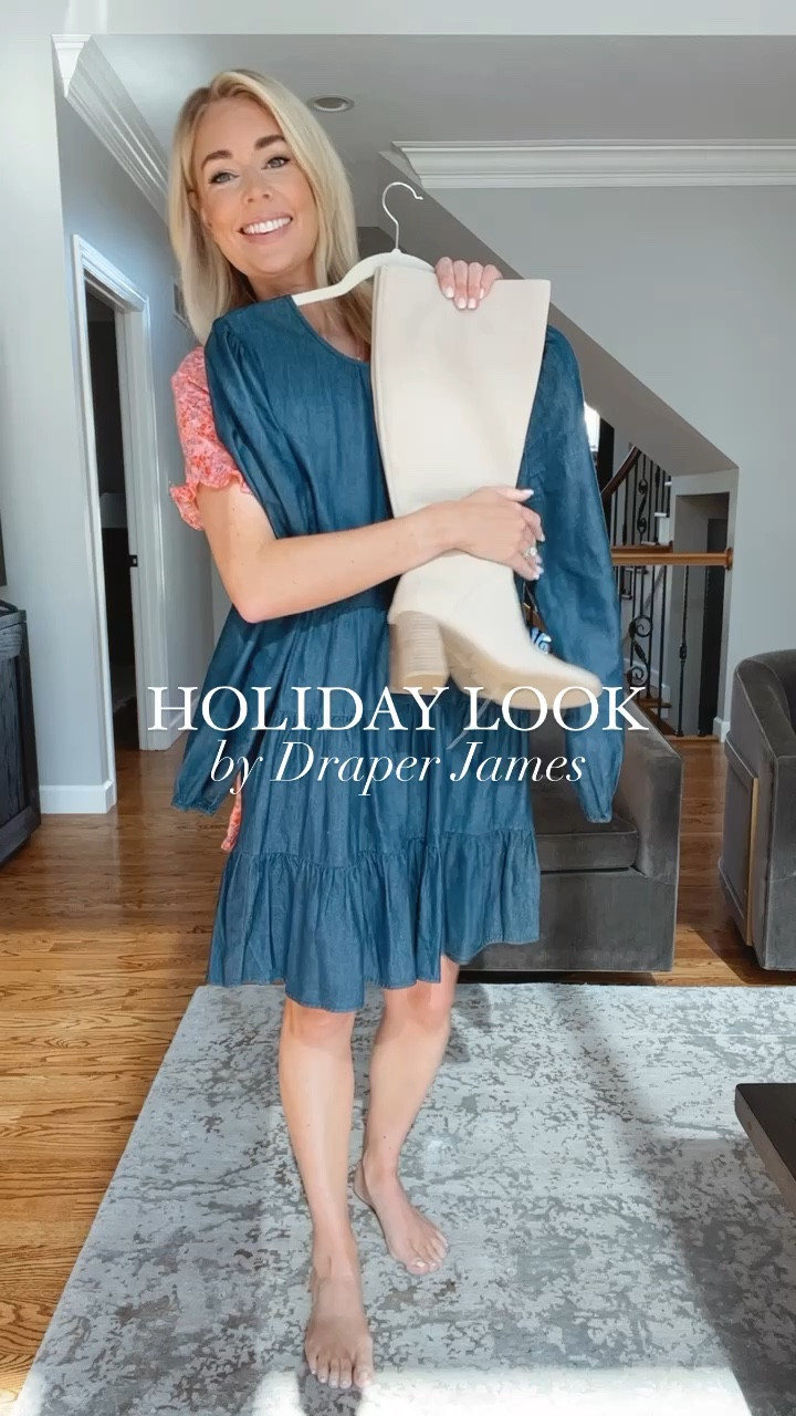 This dress from Draper James is the perfect holiday look! I’m wearing a small in dress & pj’s (both fit true to size) // wearing an 8 in boots, I suggest sizing up half a size if you want to wear socks with them! 

Fall outfit, holiday dress, holiday outfits, fall dresses, fall dress, denim dresses, family photo outfits, boots 

#LTKSeasonal #LTKparties #LTKshoecrush