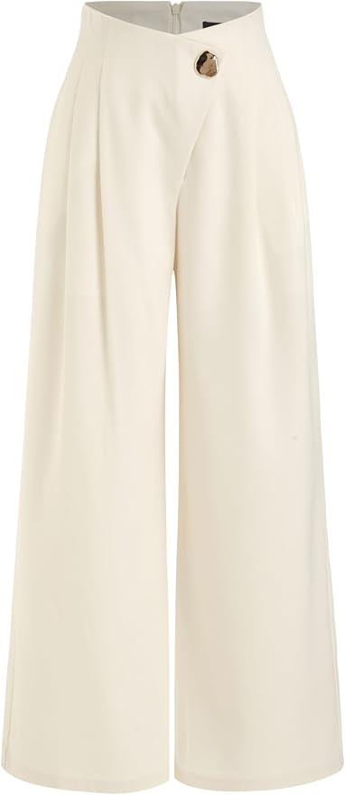 CIDER High Rise Metal Button Pleated Wide Leg Trousers | Amazon (US)