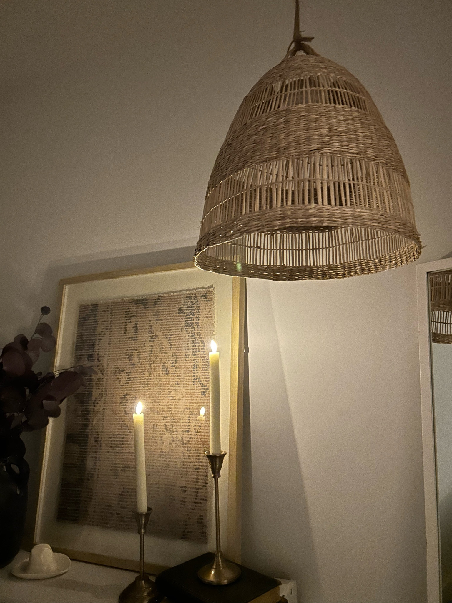 Love this cozy landing zone in my entry way! 

Pendant light is the Ikea Torared pendant lamp, can’t link!! Linked similar option below! Floral is from Hobby Lobby. 

#LTKhome
