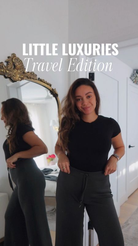 My go to travel outfit recipe! I always go for a buttery soft short sleeve top, layered underneath an elevated loungewear set. This set feels like an actual cloud, it’s so comfy! I’d layer this under a trench coat and be ready to go✈️

#LTKCyberWeek #LTKstyletip #LTKVideo