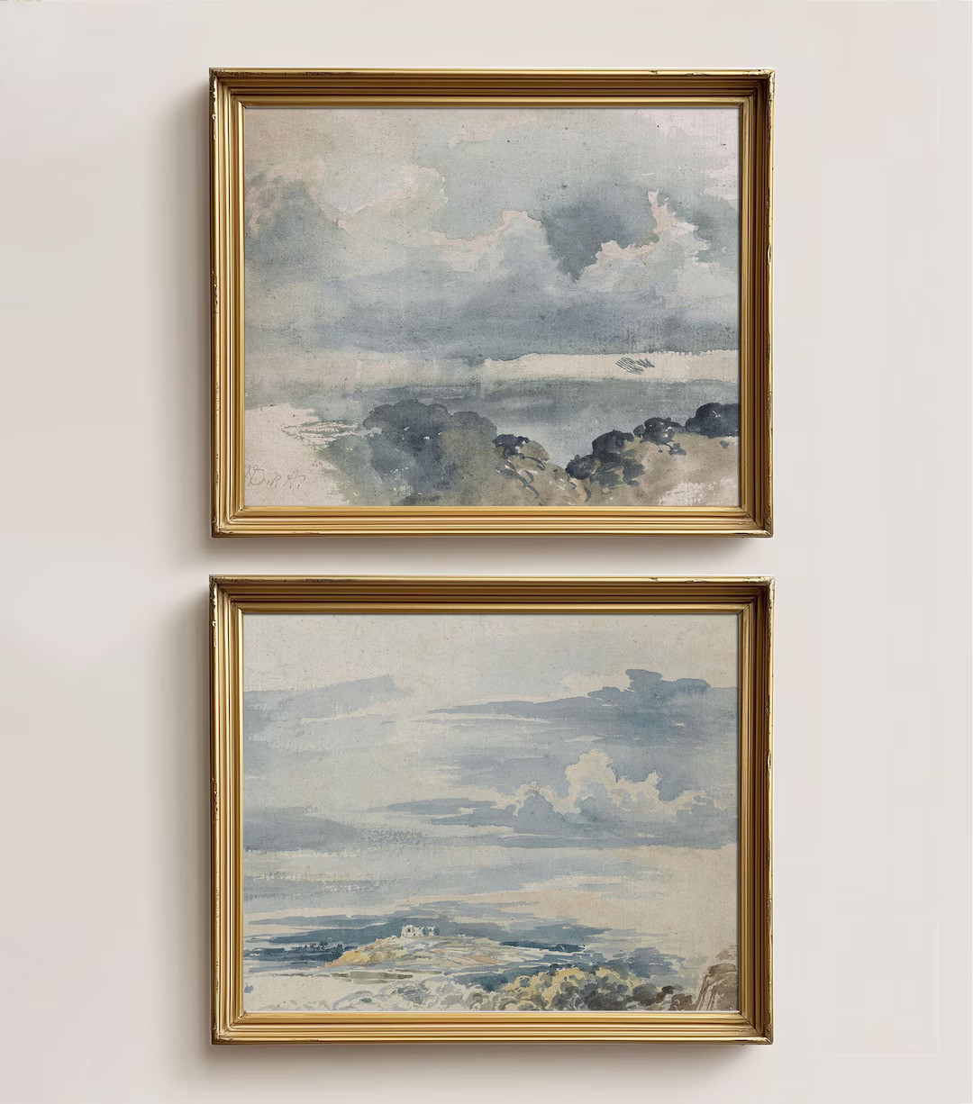 Sky Landscape Watercolor Printable Art Set of 2 | Vintage Clouds Painting | Antique Art Digital D... | Etsy (US)