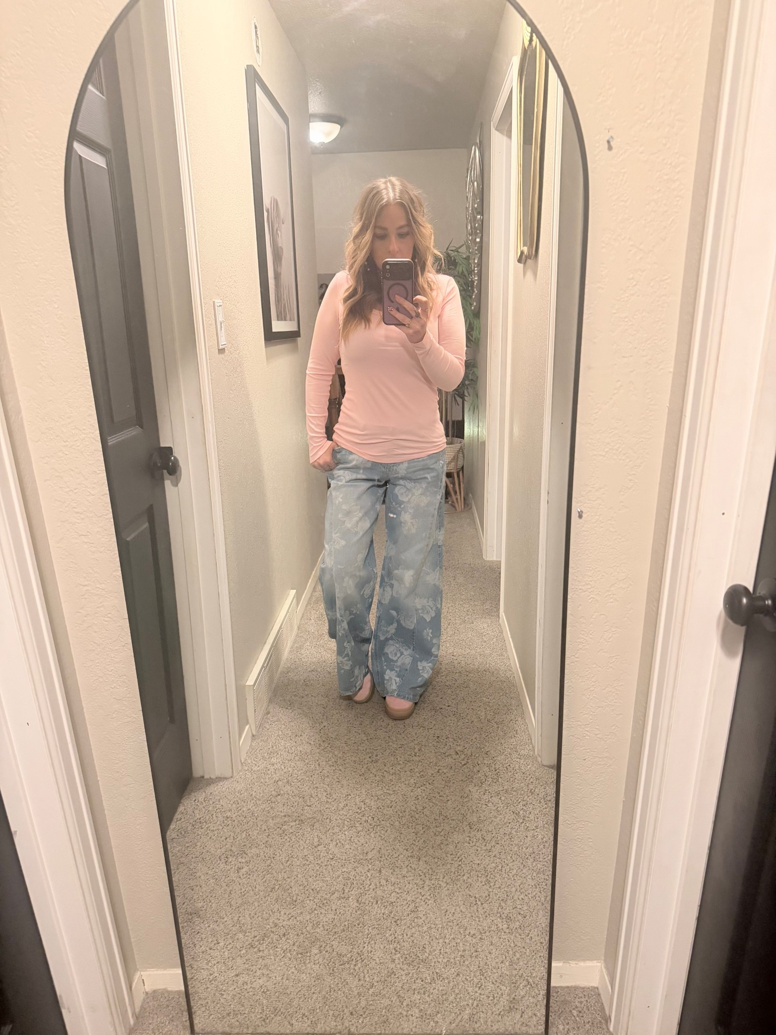 Simple Valentine’s Day outfit. Pink Amazon top, Walmart floral jeans, pink Adidas Gazelle Bold. 💕

#LTKOver40 #LTKootd #LTKValentine