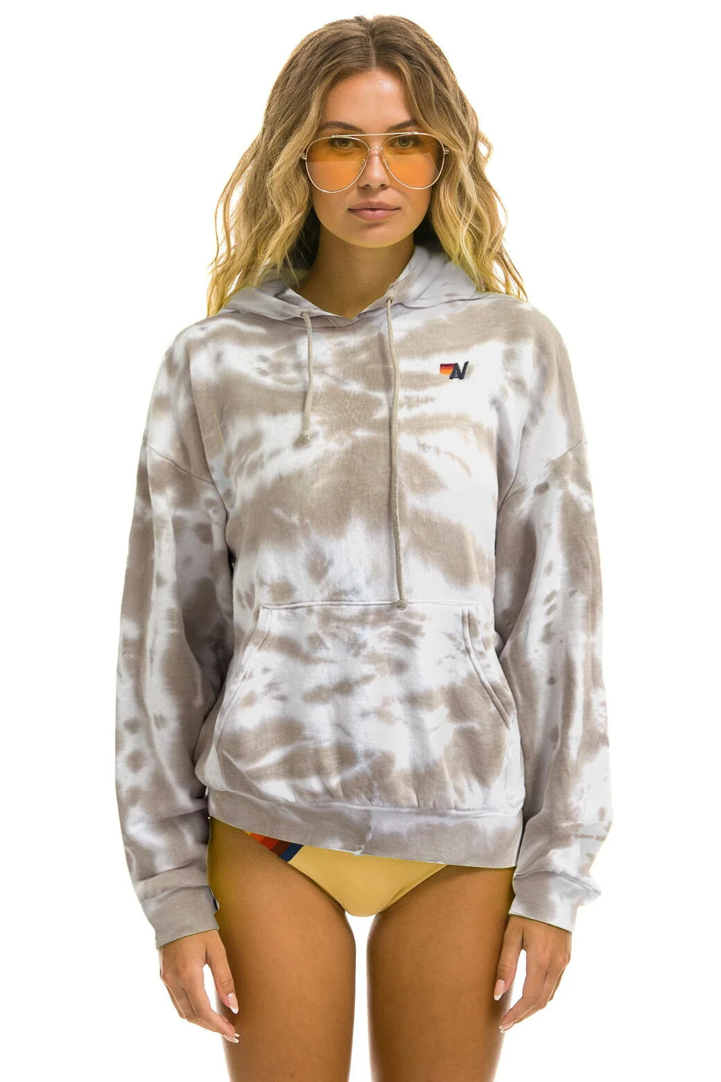 HAND DYED PULLOVER HOODIE RELAXED - TIE DYE SAND | Aviator Nation