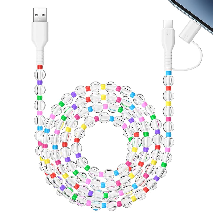 Aolcev USB C Cable for iPhone Charging Cord 2 in 1 Multi Long Cute Beaded Phone Charger [MFi Cert... | Amazon (US)