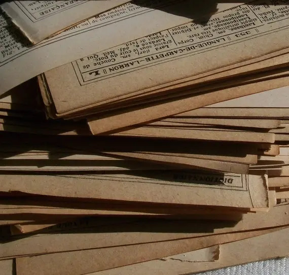 Bundle of Vintage French Book Pages Dictionary sepia aged 1920s sheets alphabet words | Etsy (US)