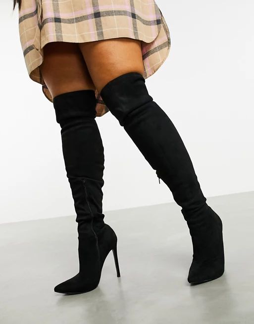 ASOS DESIGN Kendra stiletto thigh high boots in black | ASOS US
