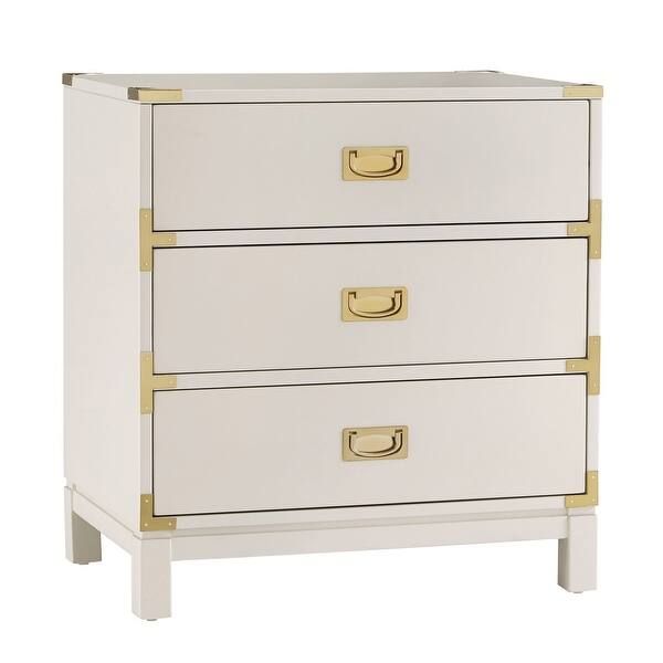 Kedric 3-drawer Goldtone Accent Nightstand by iNSPIRE Q Bold - White | Bed Bath & Beyond