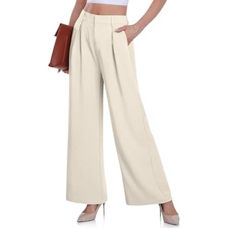 KUNMI Women's Wide Leg Pants Work Business Casual Loose High Waisted Dress Palazzo Flowy Trousers | Amazon (US)