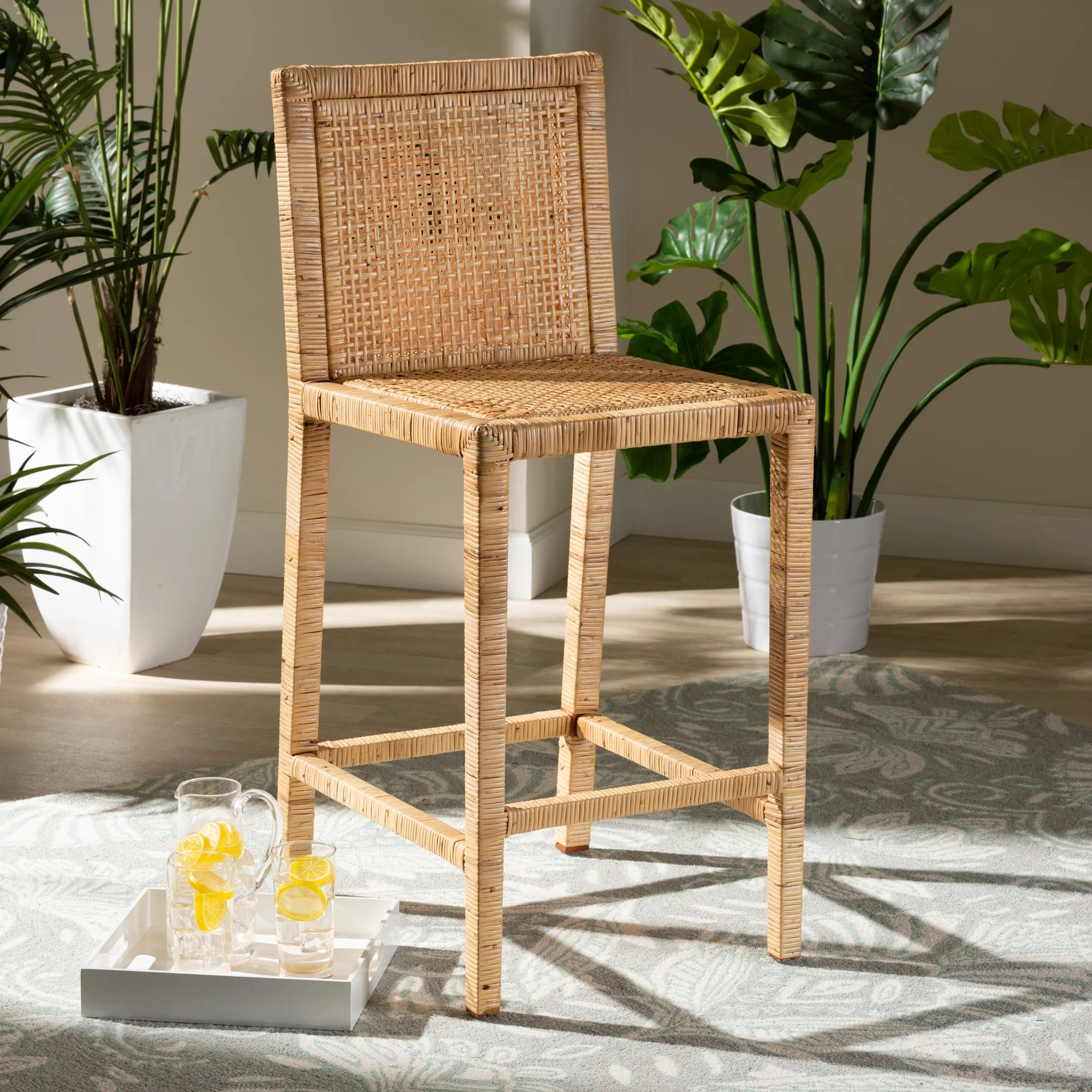 Baxton Studio Sofia Bar Stool, Natural - Walmart.com | Walmart (US)