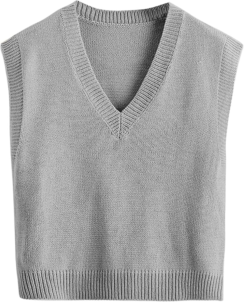 SHENHE Women's V Neck Sweater Vest Sleeveless Solid Color Casual Fall Sweater Tank Pullover | Amazon (US)