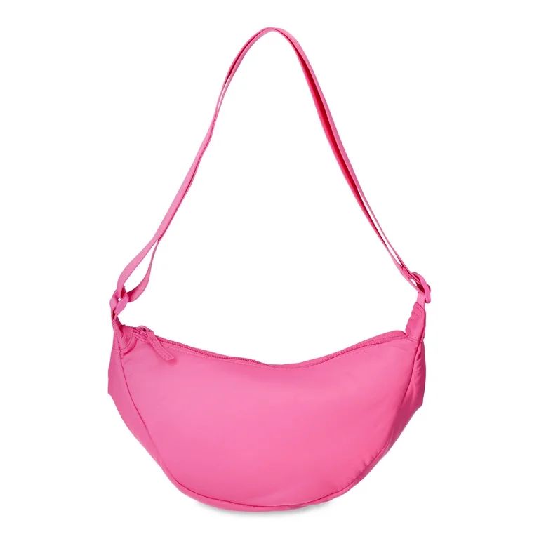 No Boundaries Women's Hands Free Hobo Bag, Bright Flamingo | Walmart (US)