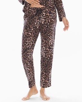 Soma Cool Nights Grosgrain Trim Ankle Pajama Pants Fierce Feline Natural | Soma Intimates