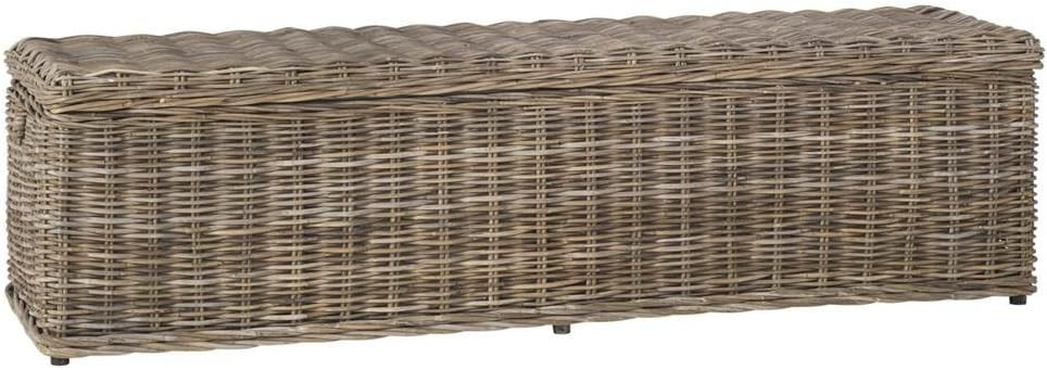 SAFAVIEH Home Collection – Caius Natural Wicker Storage Bench, Rustic Rattan Bench with Hinged Lid for Bedroom or Entryway, Fully Assembled (SEA7017A) | Amazon (US)