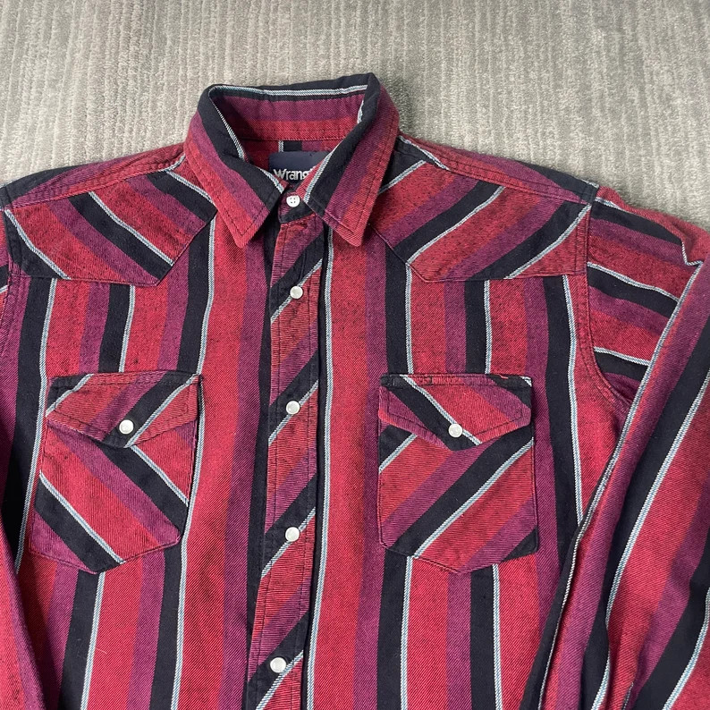 Vintage 2000s Wrangler Two Pocket Plaid Pattern Western Cowboy Y2K Aesthetic Basic Essential Mult... | Etsy (US)