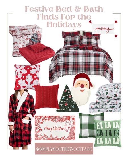 festive bed and bath christmas decor finds / christmas pillows / christmas bedding / christmas bath robe / christmas bath matt / christmas throw blanket / christmas sheets 

#LTKSeasonal #LTKhome #LTKHoliday