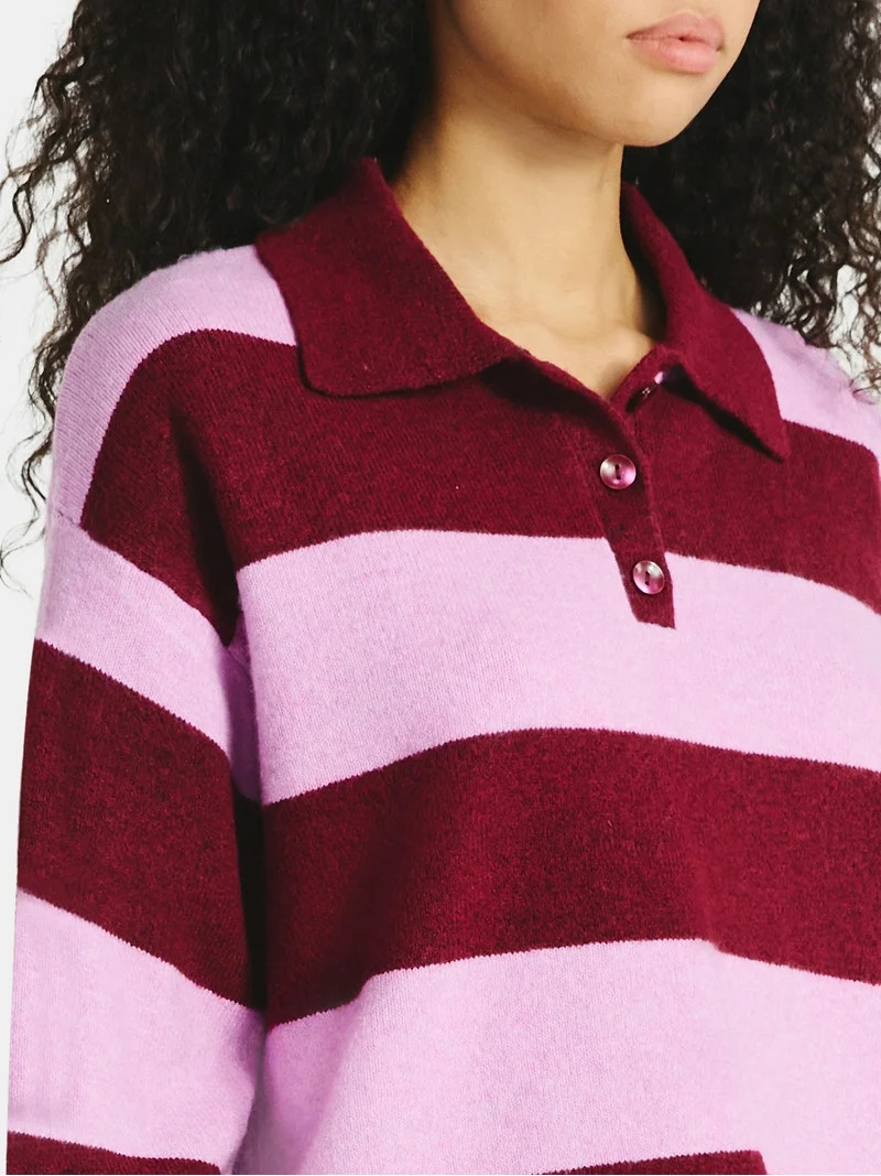 No Boundaries Button-Up Pullover Sweater with Long Sleeves, Midweight, Women's | Walmart (US)