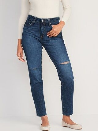 High-Waisted O.G. Straight Ripped Cut-Off Jeans for Women | Old Navy (US)