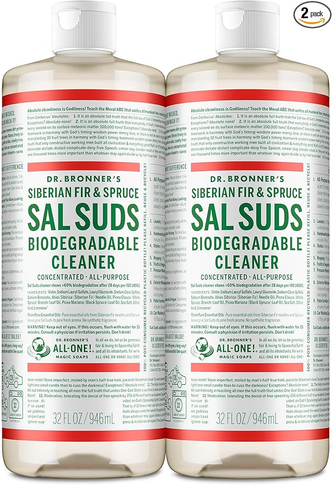 Dr. Bronner's - Sal Suds Biodegradable Cleaner (32oz, 2-Pack) – Concentrated All Purpose Cleani... | Amazon (US)