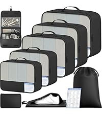 BAGAIL 8 Set Packing Cubes Luggage Packing Organizers for Travel Accessories-Cream | Amazon (US)