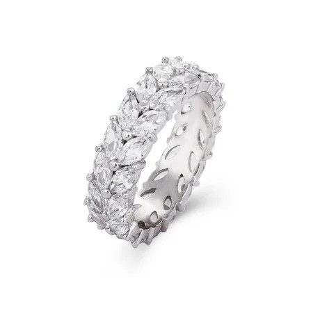 5.4 Carats Sterling Silver Marquise Cut Cz Eternity Band Ring Size 9 | Walmart (US)