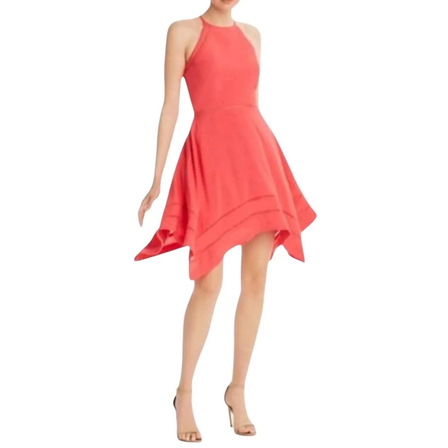 Ladder Inset Fit And Flare Dress In Red | Shop Simon